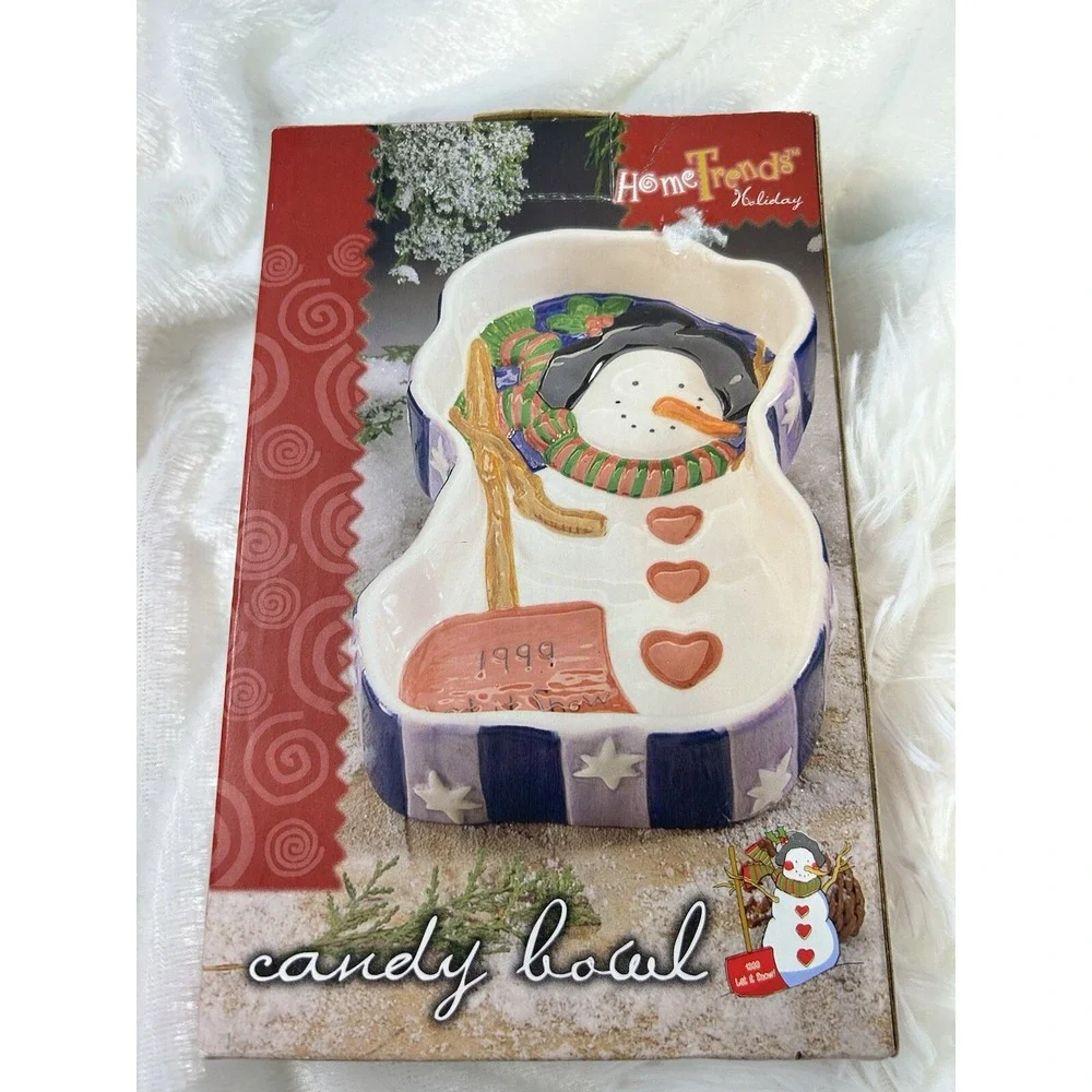 Vintage‎ 1999 Snowman home Trends  Candy Bowl. New Christmas Retro Decor parties